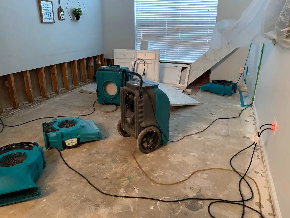Dehumidifier in flood-cut room for Water Damage Restoration in Margate